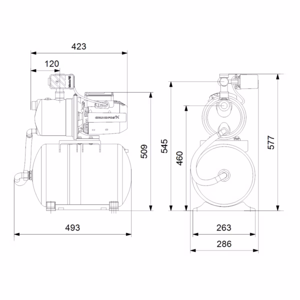 VESIAUTOMAATTI GRUNDFOS JP 5-48 PT-H 20L 1x230V 1,5M - Image 2