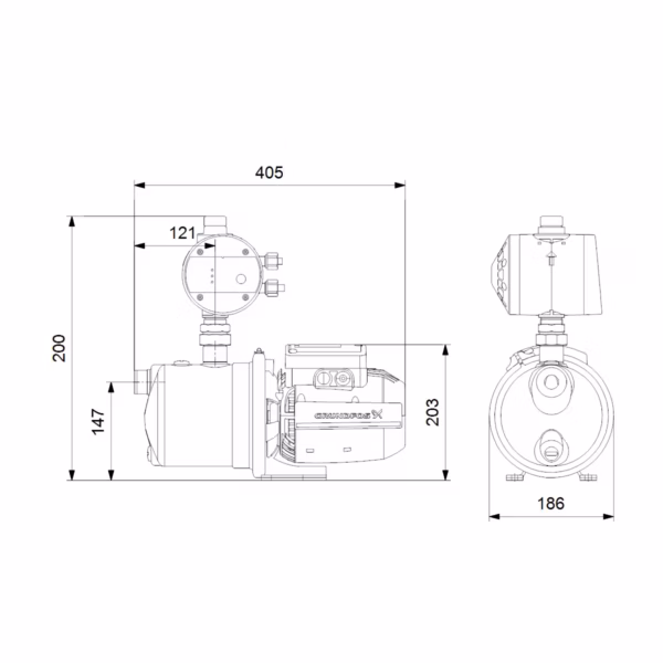 VESIAUTOMAATTI GRUNDFOS JP 4-47 PM1 1x230V 50Hz 1,5M - Image 3