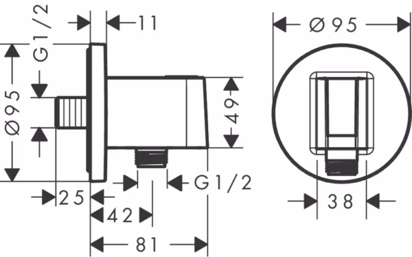 SEINÄLIITIN HANSGROHE 26888340 FIXFIT S MUSTA - Image 2